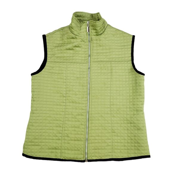 Robert Kitchen Quilted Vest M Womens Lime Green Zip Made in Canada - Picture 1 of 7
